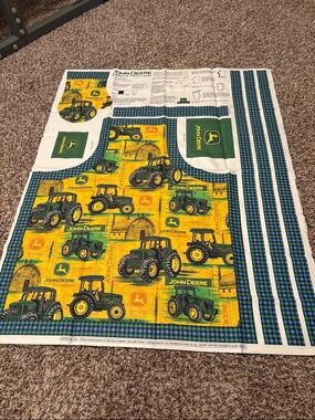 John Deere Yellow & Green Tractor barbecue apron Fabric Panel